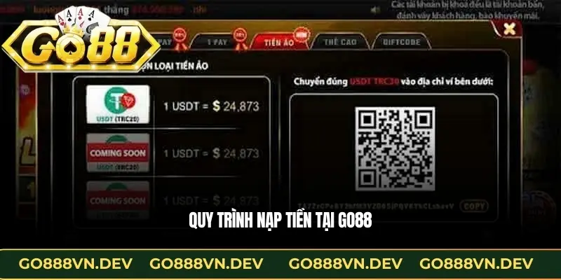Quy trình nạp tiền tại GO88